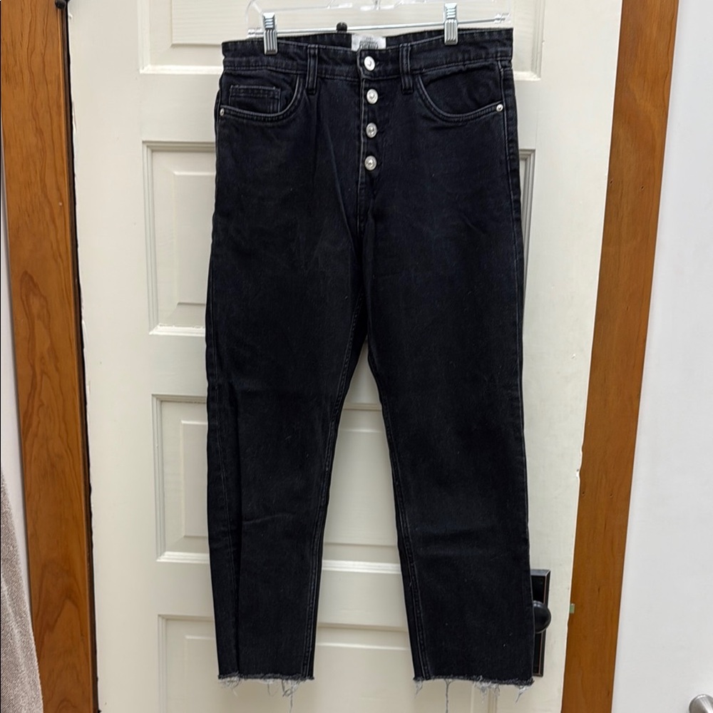 Zara Black Button-Fly Jeans